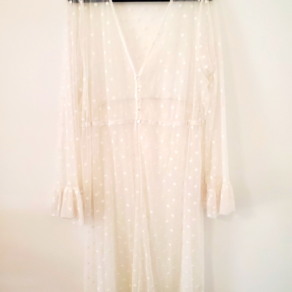 Forever 21 curve white sheer duster top